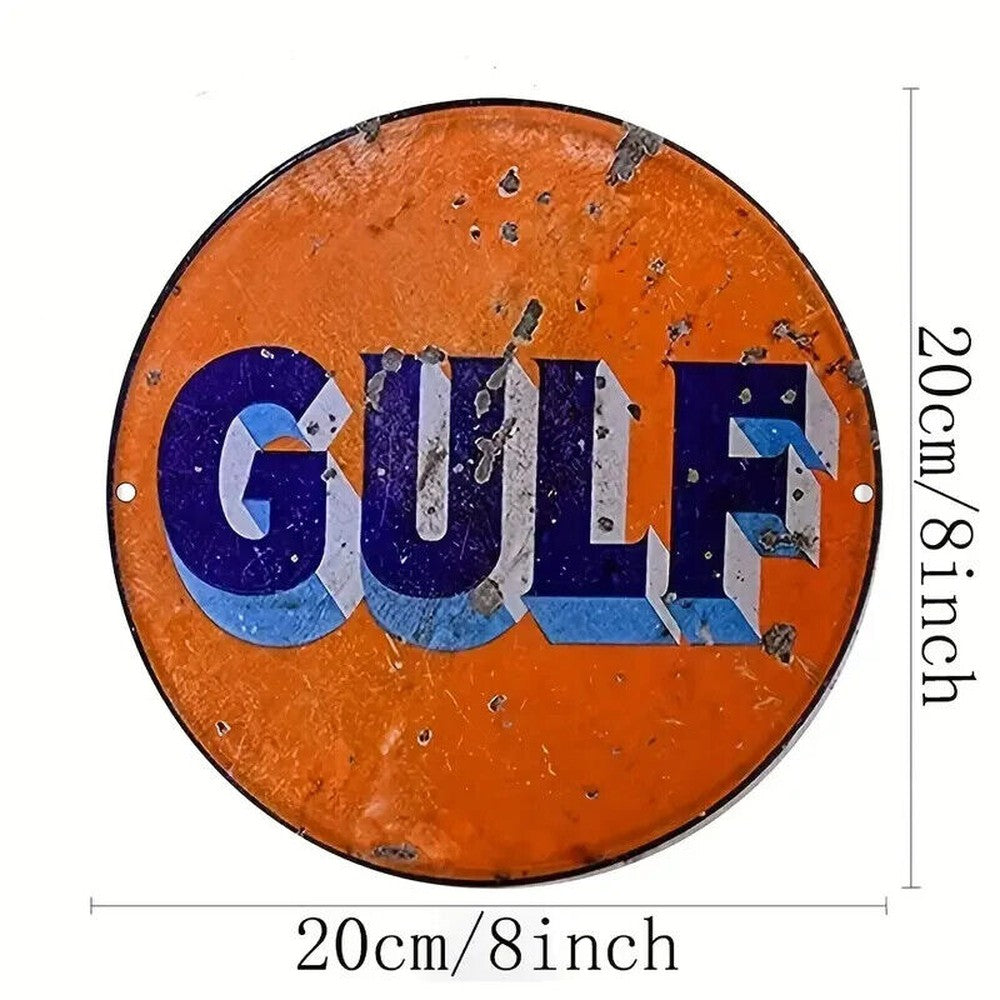 Gulf Oil Vintage Novelty Metal Sign 8 inch Circle Home & Garden:Home Décor:Plaques & Signs Style Your Walls
